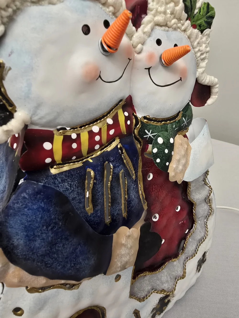VTG Retired 3D Home Interiors Metal Snowmen Lighted Luminary Decor Lantern 10